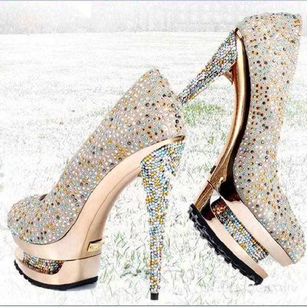 taşlı dore abiye ayakkabı