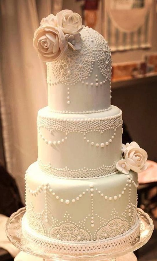 dantelli düğün pastası