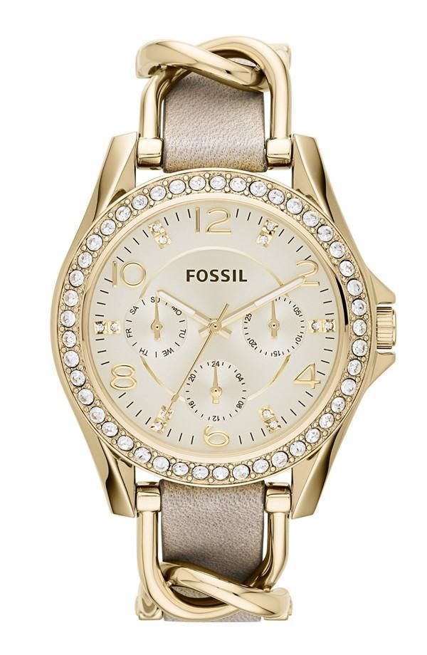 fossil tasarım zincirli altın saat modeli