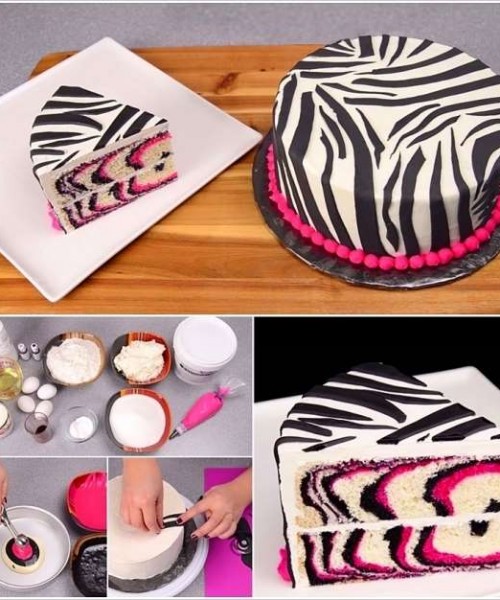 Renkli Zebra Yaş Pasta